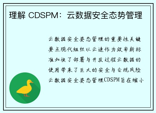 理解 CDSPM：云数据安全态势管理 