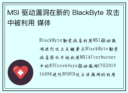 MSI 驱动漏洞在新的 BlackByte 攻击中被利用 媒体